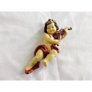 Vintage Angel Cherub with Violin Ornament Christmas Xmas Holiday Festive